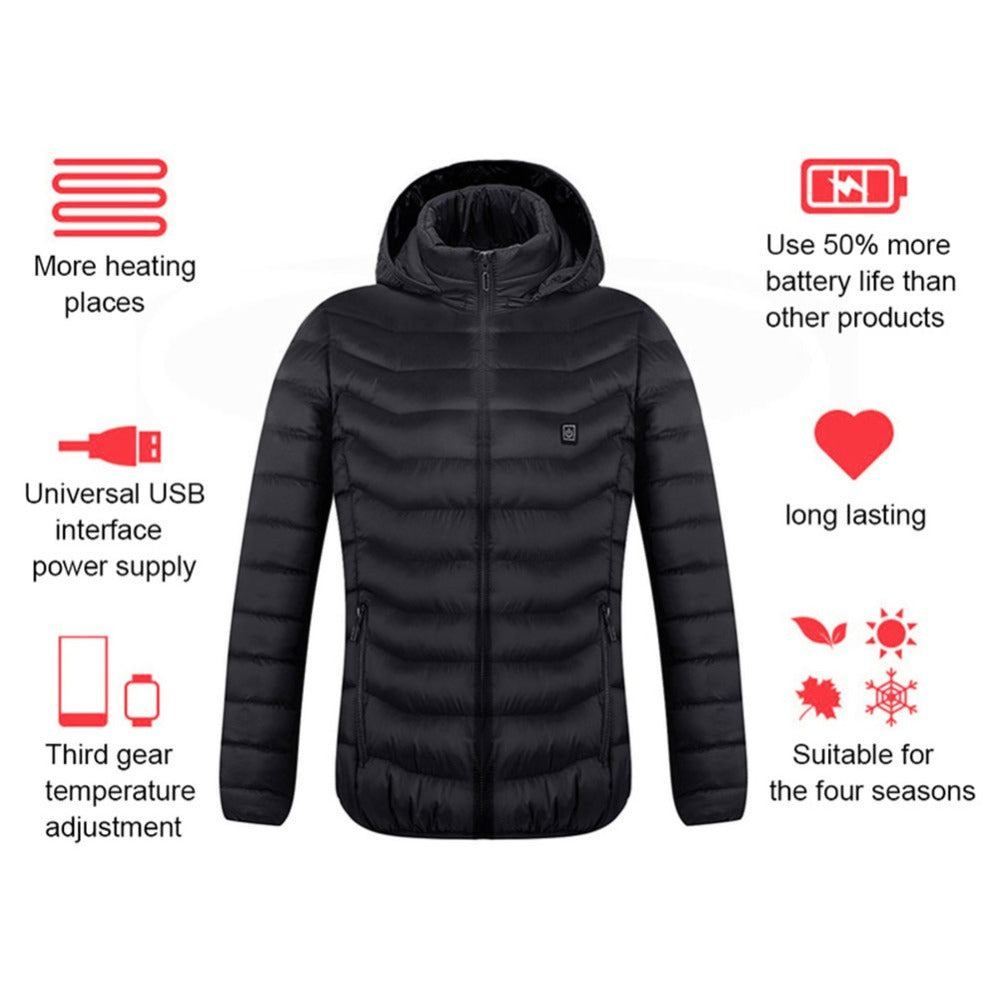 Heated Jacket Coat USB Electric Jacket Cotton Coat Heater Thermal Clothing